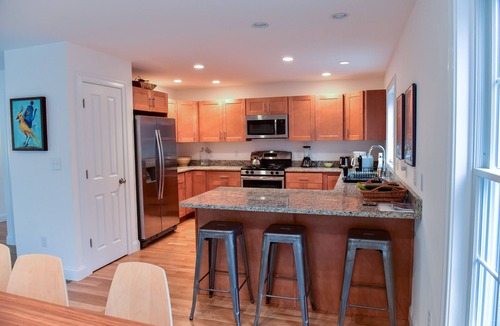 Wellfleet House | Light-filled open-plan home, dog-friendly, sleeps 8. Central AC, all amenities.
