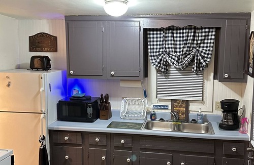 Lakeview Cabin | Little Blue is 190 FT from river Semi-Private Solar lit Dock&Ramp Wifi Sleeps 8