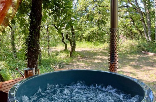 Cahuzac-sur-Vere Cabin | Log Cabin-Deluxe-Ensuite with Shower-Countryside view