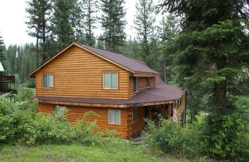 Garden Valley Cabin | Log Cabin Golf Course Front-Terrace Lakes, gorgeous wrap around deck with views