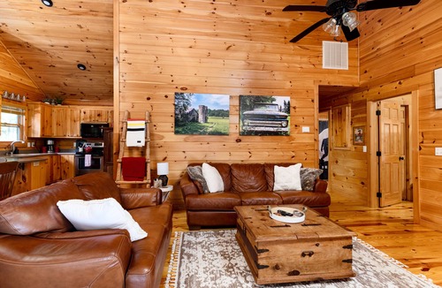 Murphy Cabin | Log cabin near Blue Ridge & Murphy, fast wifi 👨‍👩‍👧‍👦 friendly 🛏️ 6 -🐶 & hot tub!