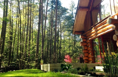 Plesse Ski Chalet | Log cabin (rough logs) among the trees and spa