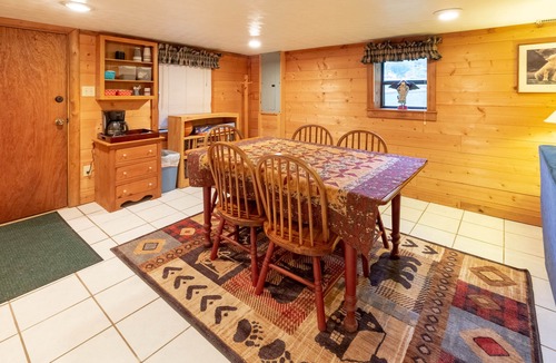 Bryson City Cabin | Log cabin with large open deck, fire pit, views of the creek & picnic gazebo