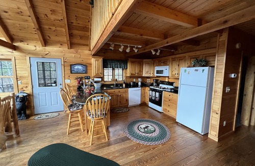 Errol Ski Chalet | Log Chalet Overlooking Pond and Mountain Sunset Views!