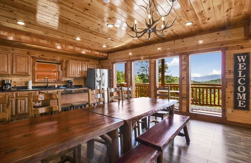 Sevierville Cabin | Lookout Lodge ~ Indoor Pool, Hot Tub & Mountain Views!