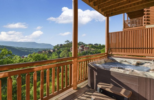 Sevierville Cabin | Lookout Lodge ~ Indoor Pool, Hot Tub & Mountain Views!