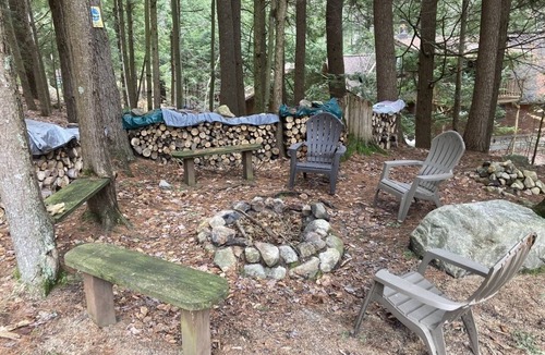 Chester Shores Cabin | Loon Lake Log Cabin with canoe and kayaks, fire pit, and game room!
