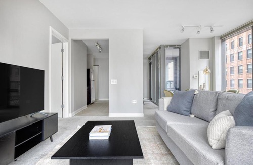 Downtown Chicago Apartment | Loop 1BR w Gym Pool Lounge 1 block from L CHI-599