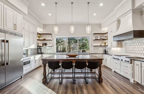 Flower Mound House | Luxe Estate near DFW | Chef’s Kitchen Fireplace