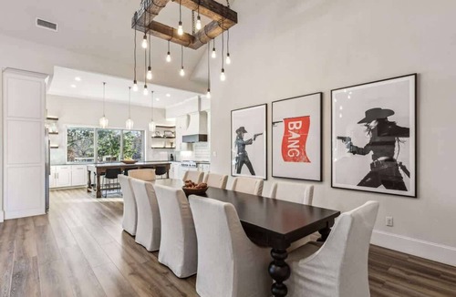 Flower Mound House | Luxe Estate near DFW | Chef’s Kitchen Fireplace