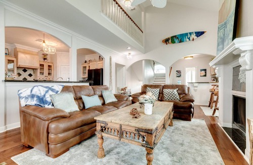 Jamaica Beach House | Luxe Waterfront Home at Jamaica Beach | Heated Pool & Spa |1 Dog OK | Bayfront | 3min to Beach