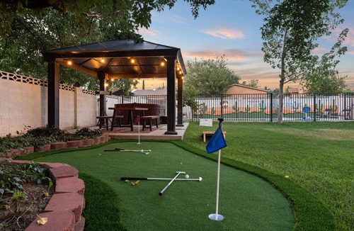 Northeast Heights House | Luxury Amenity Paradise! Sleeps 18 - Pool, Hot Tub, Game Room, Golf, Fire Pit!n