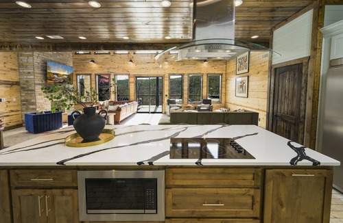 Pickens Cabin | Luxury Creekside Lodge with Pool and Pickleball