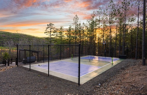 Pickens Cabin | Luxury Creekside Lodge with Pool and Pickleball