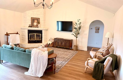 Brookline Station House | Luxury Farmhouse Retreat with Hot Tub and Private River Access