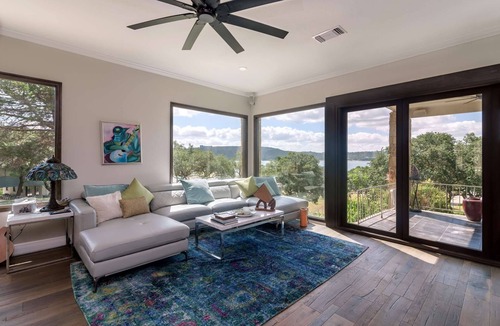 Comanche Trail House | Luxury home with private boat dock, huge yard by the water, Sand Volleyball, Hot Tub, Lake views!