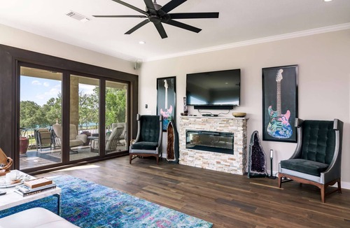 Comanche Trail House | Luxury home with private boat dock, huge yard by the water, Sand Volleyball, Hot Tub, Lake views!
