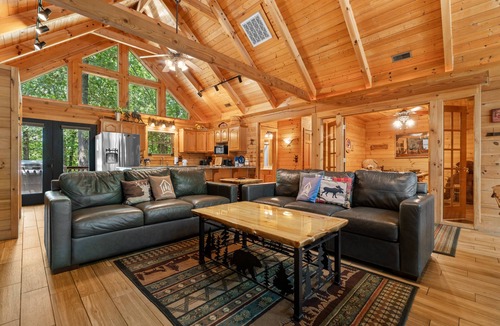 Ridgedale Cabin | Luxury Log Cabin Near Thunder Ridge Pvt Fenced Yard & HotTub Billiards EV Car Charger Free Tickets