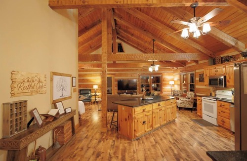 Hot Springs Village Cabin | Luxury Log Cabin | Sleeps 13 | 2 King Suites