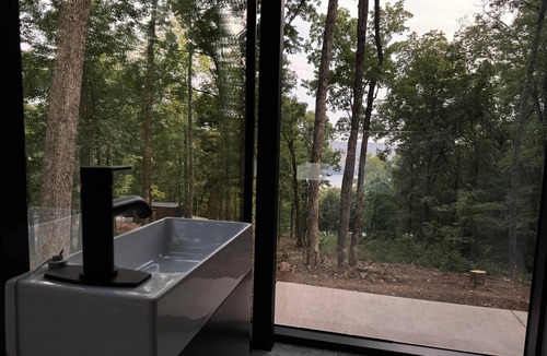 Mountainburg House | Luxury Mirror Cabin with Lake View - Storm