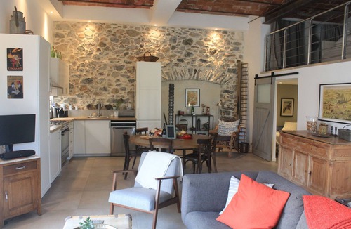 Roquebrun Apartment | Maison de Farine's La Cave has modern amenities, large terraces, and a pool