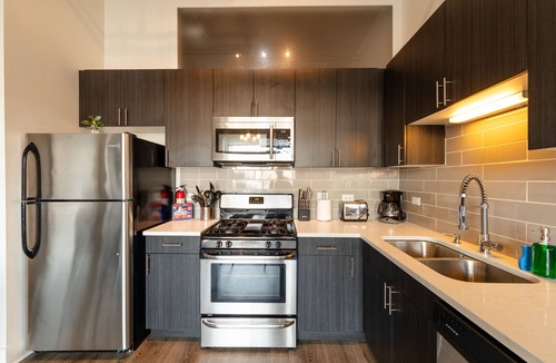 Near South Side Apartment | McCormick Place Patio skyline 2b/2b with optional Parking for up to 6 people