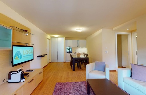 Madulain Apartment | Modern 3½ room flat on the ground floor, approx.
