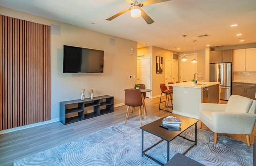 Orange Heights Apartment | Modern Desert Escape | Pool, Gym, W/D, Parking