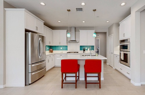 Cathedral City House | Modern home with gas fireplace, mountain views, large yard
