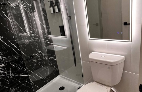 Shamrock Apartment | Modern hotel suite with kitchenette in charming Shamrock