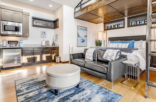 Spicewood Cabin | Modern lakeside cabin with loft, outdoor kitchen, alfresco dining, soaking tub
