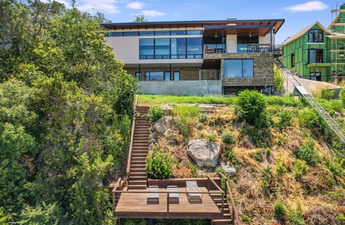 Buffalo Gap House | Modern Midcentury Lakefront with pool, hot tub, & private boat dock/Boat rentals
