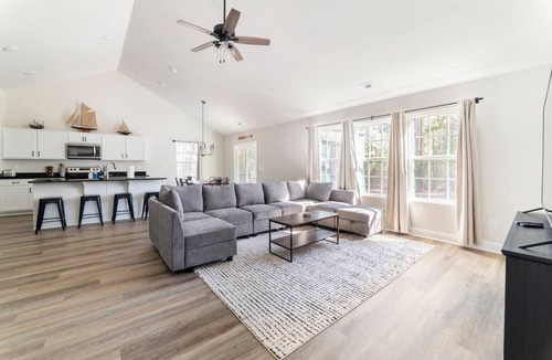 Oriental House | Modern NC Home: Dock, Karaoke, Games, Fire Pit