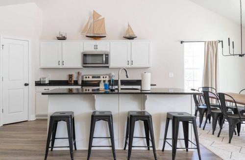 Oriental House | Modern NC Home: Dock, Karaoke, Games, Fire Pit