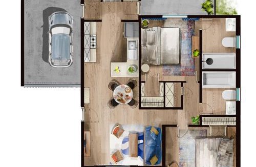 Evergreen House | Modern Townhome Enclosed Garage WD