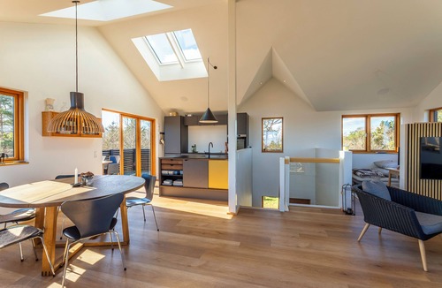 Grena Strand Cottage | Modern vacation home: sea view, 4 bedrooms, 2 bathrooms, beach 100 m, terrace