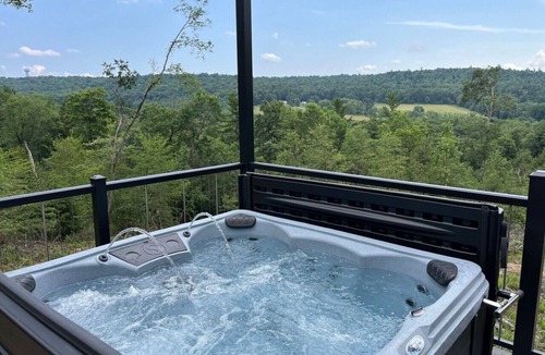 Shippenville Cabin | Moonlight Ridge | A-Frame, Hot Tub, & Fire Pit with Views!