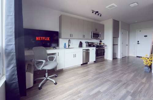 Boise Apartment | Mountain Lines & Slatted Calm | Cozy Modern Loft