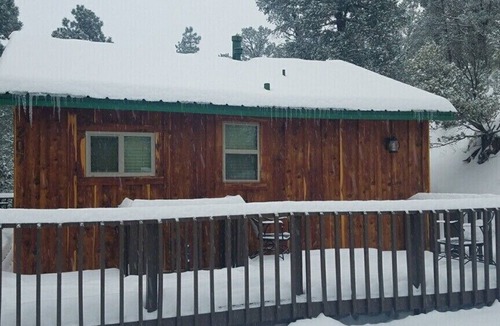 Ruidoso Cabin | Mountain-side Cabin with hot tub! Close To Town And Skiing on 1.1 acres.