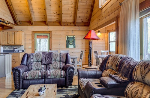 Blue Ridge Cabin | Mountain-view cabin with, firepit, pool table, fireplace & stove