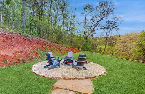Webster House | Mountain view home with a large patio and private hot tub | fire-pit | gas grill