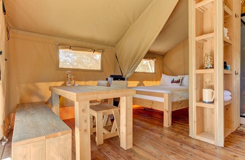 Johnson City RV Rental | Nature Glamping Stay with Fire Pit
