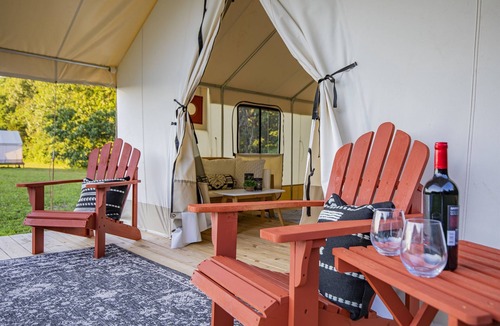 Cassville RV Rental | Nature's Haven with a Cozy River Escape