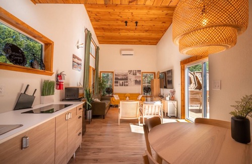 Wills Point Cabin | NestScape–-Stargaze from Bed + Outdoor Tub & Movie
