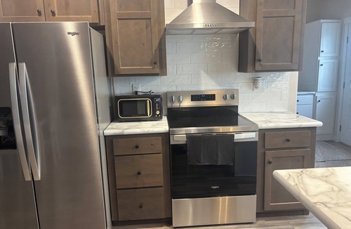 Carbon County House | New and comfortable home with open floor plan and electric fireplace.