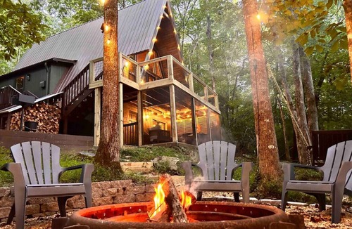Young Harris Cabin | NEW! Creekside Ranch A-Frame