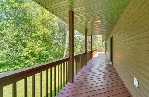 Amery House | NEW LISTING! Timber Ridge Lake House is a private lake home in Amery Wisconsin on Lake Wapogasset. The home balances the warmth of a large A-Frame with modern decor and finishes providing a serene stay with woods and lake views.