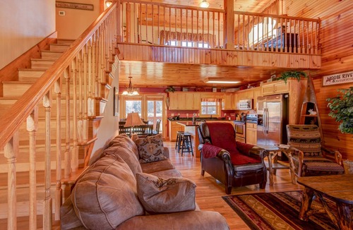 Todd Cabin | New River Ramble - riverfront with massive game room, hot tub, fire pit