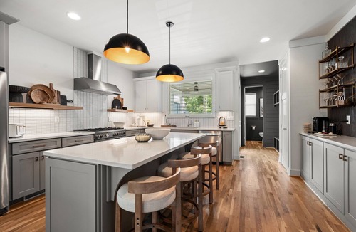 Eighth Avenue House | New Stunning 4BR Nashville Home | Rooftop Shuffleboard Mural Designer Interiors