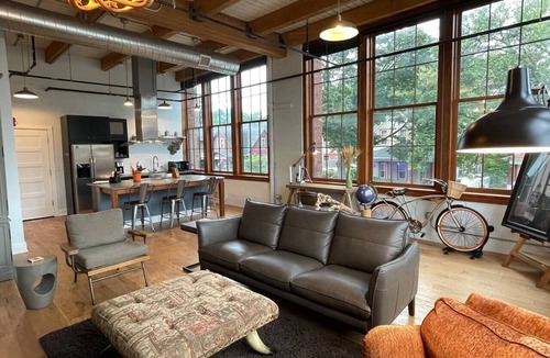 Downtown Rochester Apartment | NEW TO VRBO: Industrial History with a Modern Day Design Loft Apartment